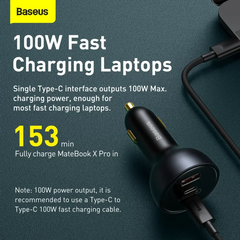 Baseus Quick Charge™ 5 Technology Multi-Port Fast Charge Car Charger C+C+U 160W
