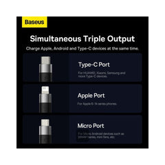 Baseus StarSpeed 1-for-3 Fast Charging Data Cable USB to M+L+C 3.5A 1.2M
