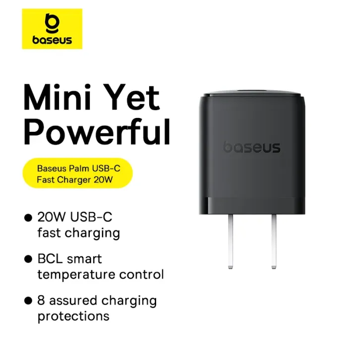 Baseus Palm Series Fast Charger 1C & U+C 20W US