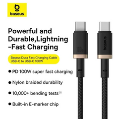 Baseus Dura Fast Charging Cable Type-C to Type-C 100W Gold+Black