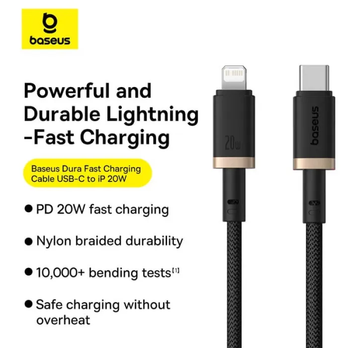 Baseus Dura Charging Cable USB-C to iP 20W 1m/2m