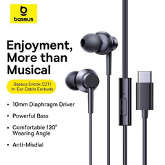 Baseus Encok CZ11 Type-C Wired Headphone, In-Ear USB-C Earphone With Microphone