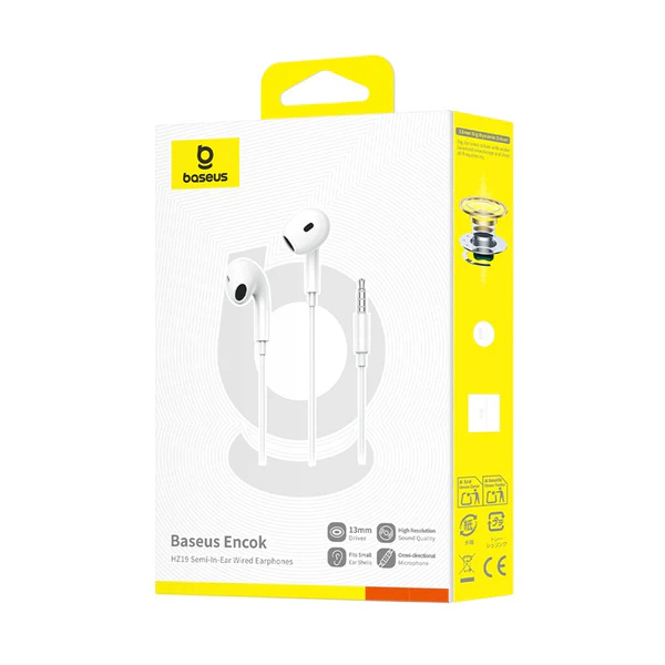 Baseus Encok H17 3.5mm lateral in-Ear Wired Earphone White