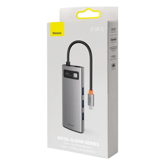 Baseus Metal Gleam Series 6 in 1 Type-C Multifunctional Hub