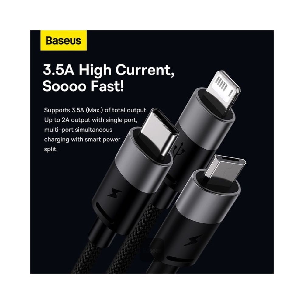 Baseus StarSpeed 1-for-3 Fast Charging Data Cable USB to M+L+C 3.5A 1.2M