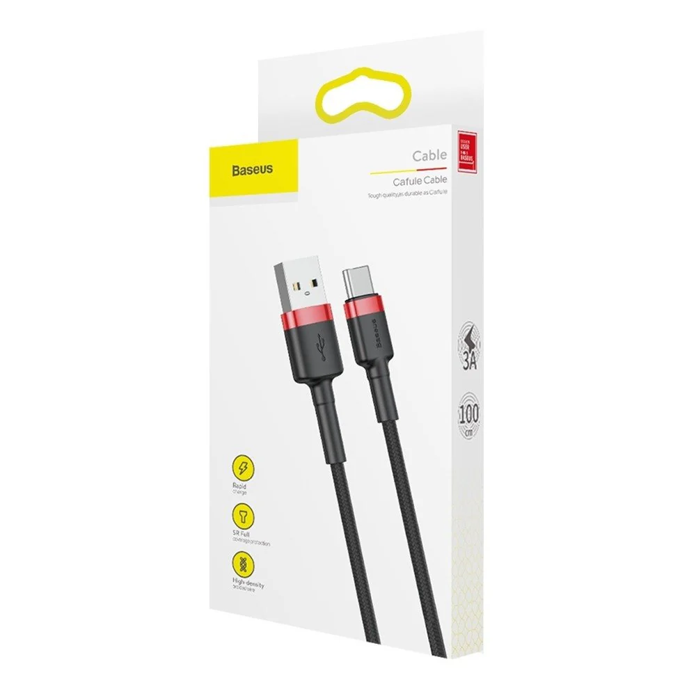 Baseus Cafule Fast Charging Cable USB To Type C 3A Gray + Black